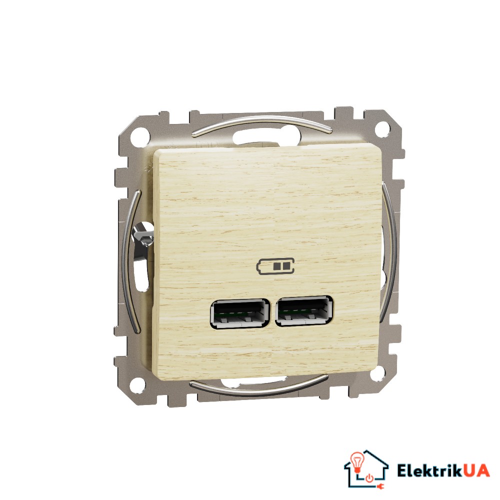 USB A+A розетка 2.1А Schneider Electric Sedna Design Береза SDD180401